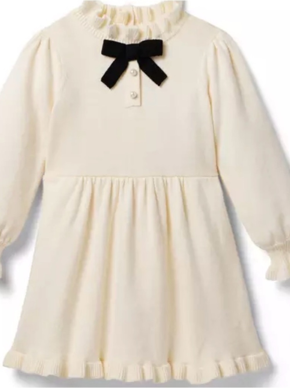 Janie and Jack Cream Knit Cardigan with Black Bow